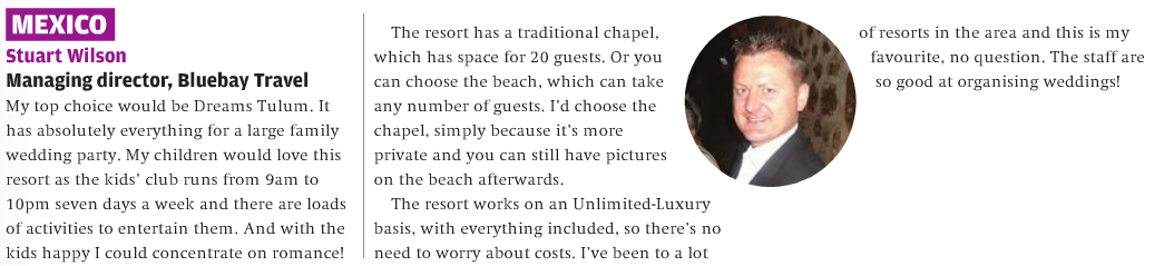 Stuart Wilson on destination weddings