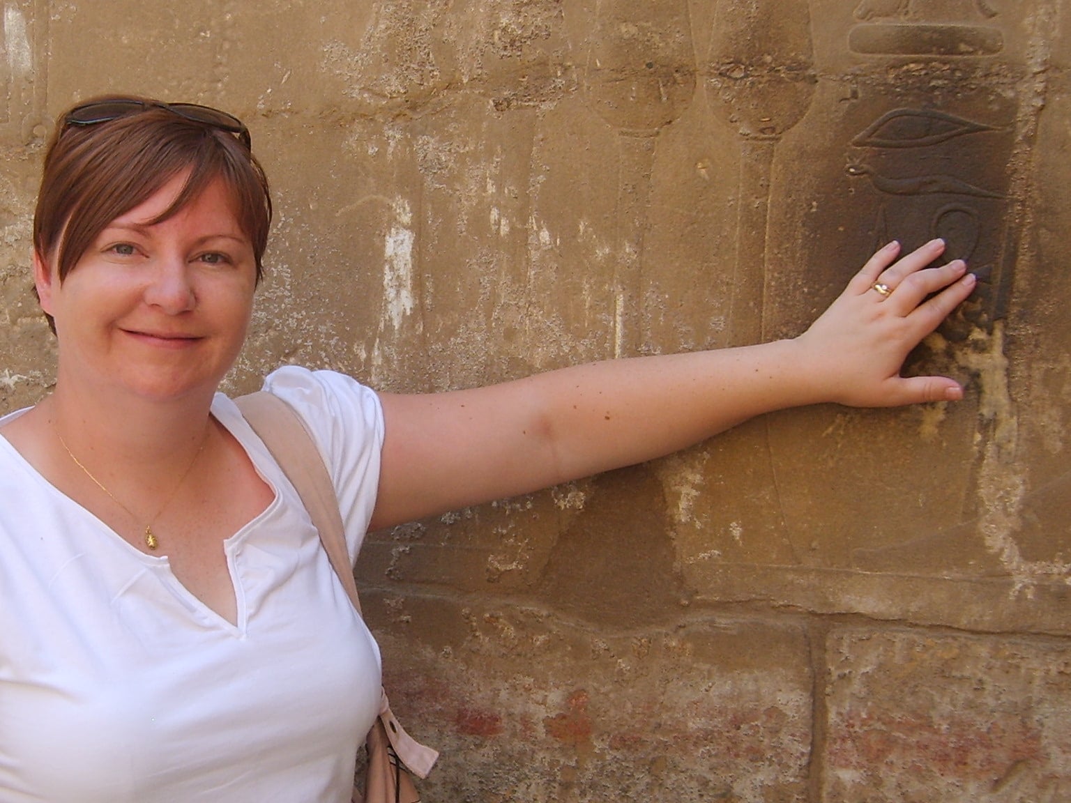 Touching the Symbol of Life in Luxor Temple