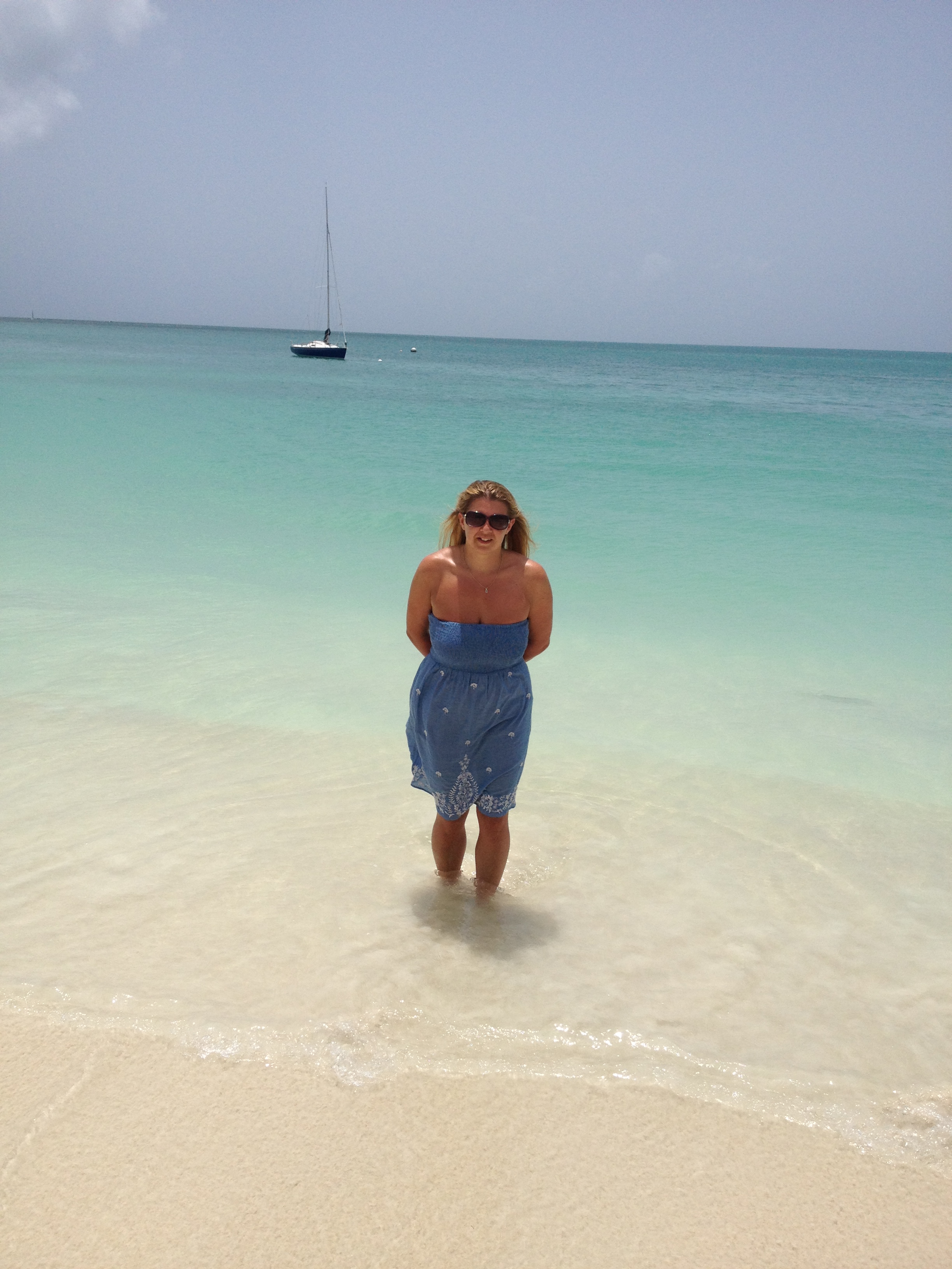 Christina having a little paddle at Sandals Grande Antigua