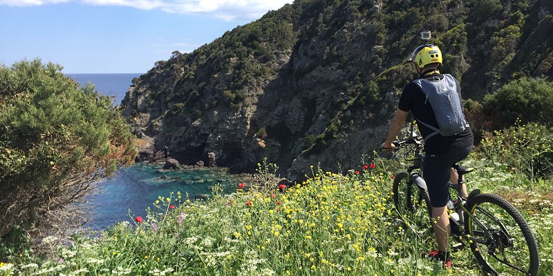 Man mountain biking in Halkidiki