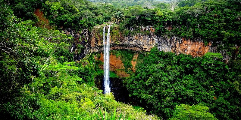 Waterfall in Chamarel in Mauritius