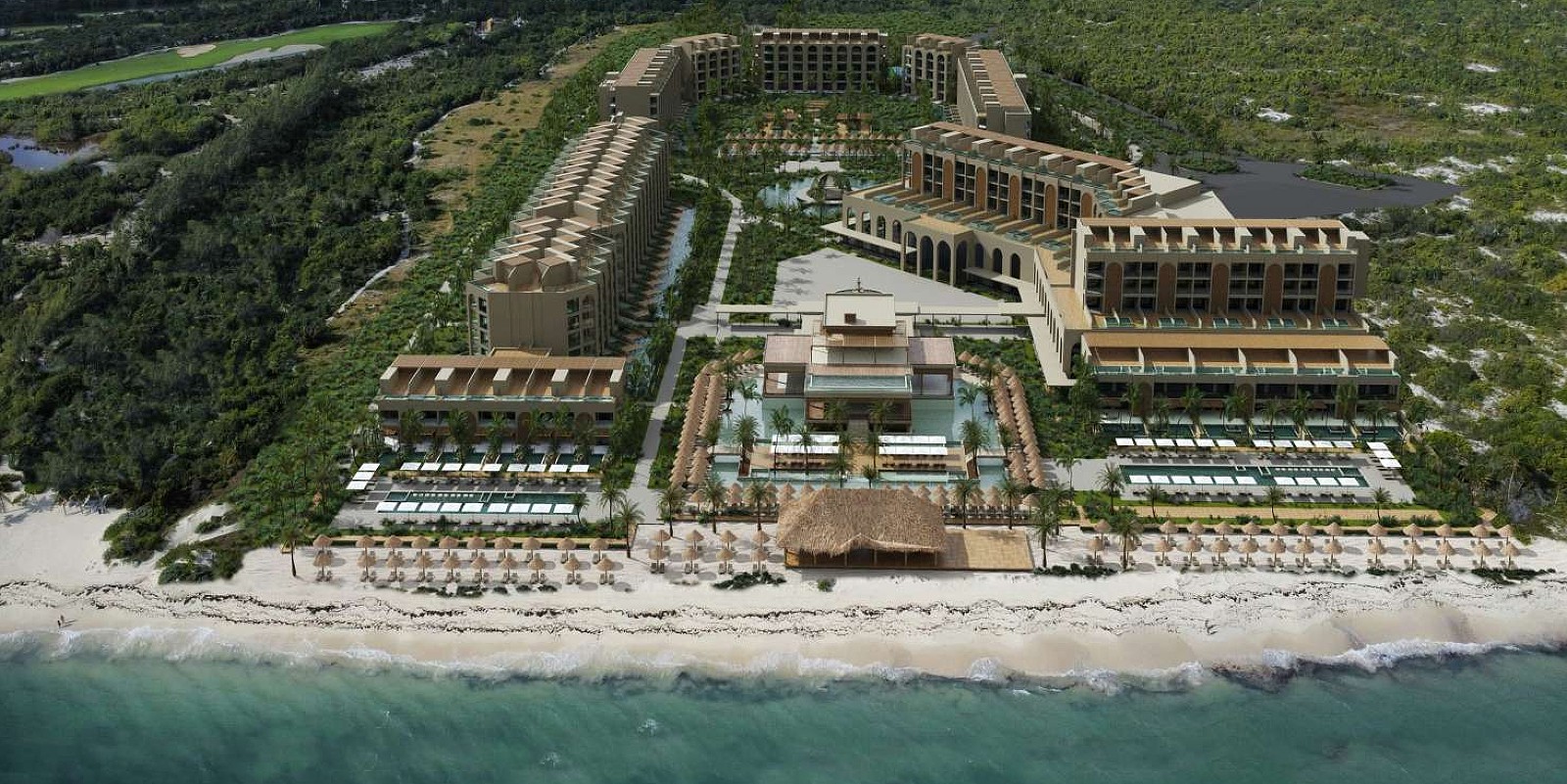 Aerial shot of the new Excellence Coral Playa Mujeres Resort in Mexico