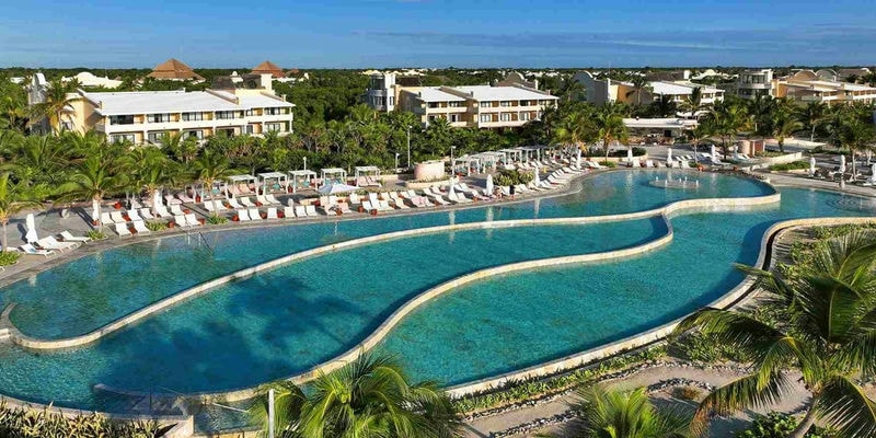Aerial shot of a swimming pool at TRS Yucatan