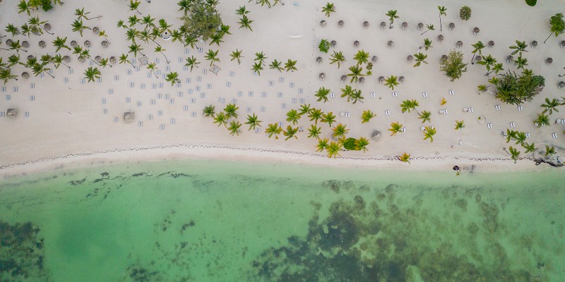 Aerial shot of a beach in Punta Cana