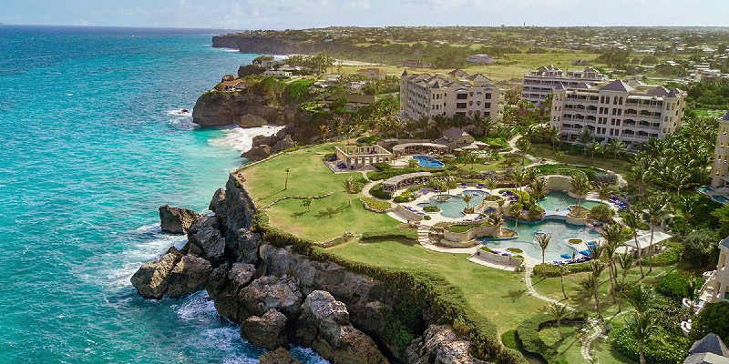 Aerial shot of The Crane Resort, Barbados