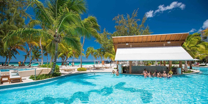 Beachfront pool bar at Sandals Barbados