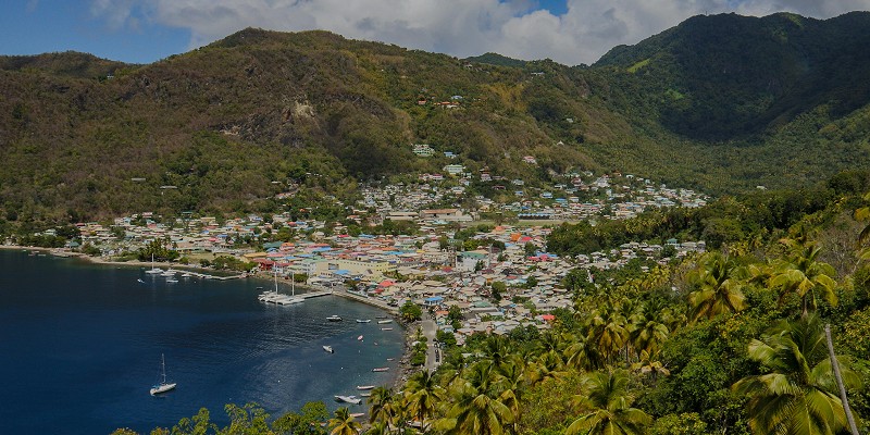 Aerial shot of St Lucia, one of the best answers to the question "Where's hot in February?"