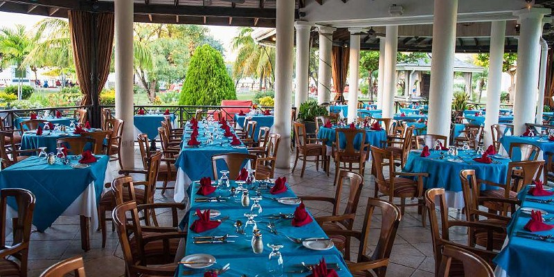 Shot of a dining room in one of the resort restaurants in Grenada