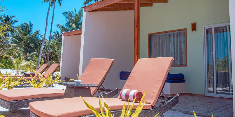 Sun loungers outside your room