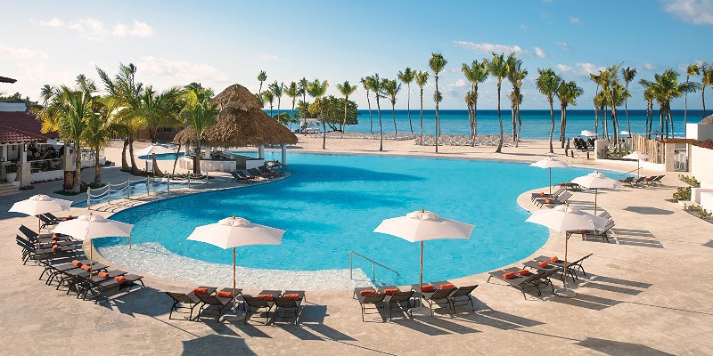 Aerial shot of the main pool area at Dreams Dominicus La Romana